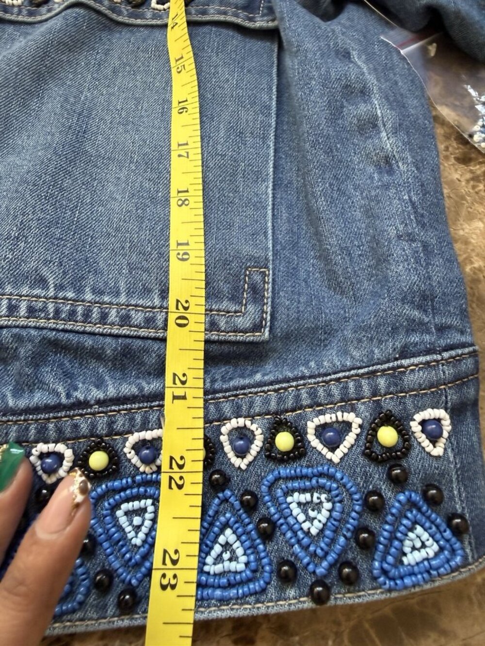 Free People We The Free Suzy Beaded Denim Jacket NWT SIze S MSRP $348 - Picture 11 of 11